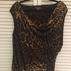 Vince Camuto Leopard Asymmetrical Ruched Top 1X